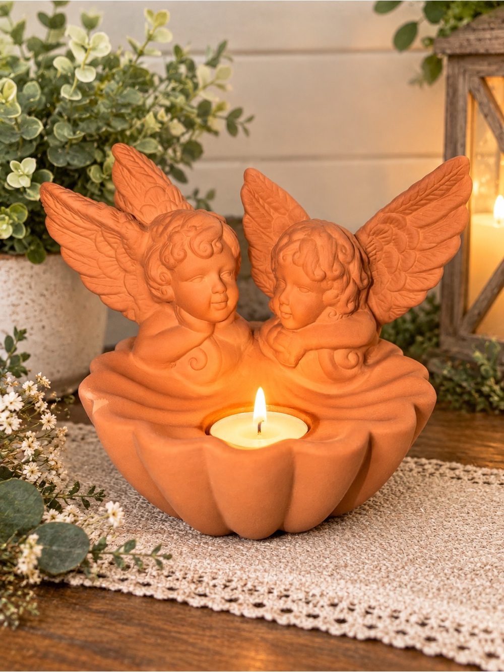 PartyLite Terra Cotta Angel Sconce Tealight Votive Candle Holder P8020
